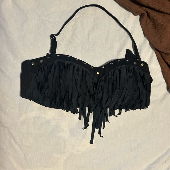 Jessica Simpson Black fringe swimsuit top - Picture 1 of 4